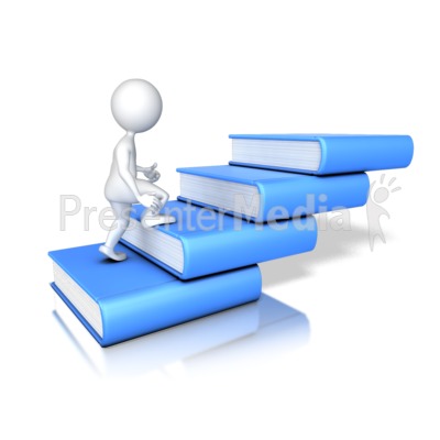 Figure Walking Up Four Books   Presentation Clipart   Great Clipart