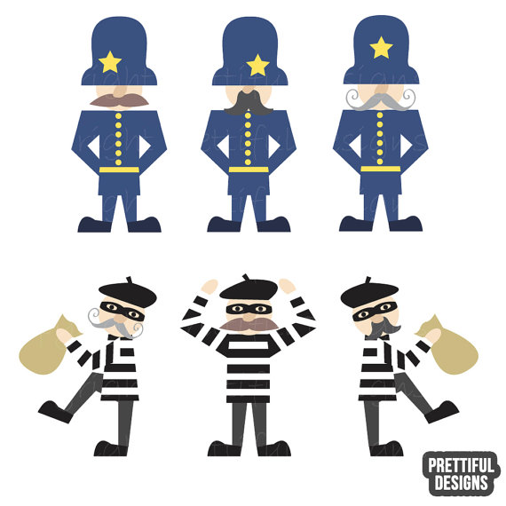 Vintage Police Bobbies Cops And Robbers Clip Art Mustache Retro Png