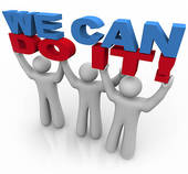 We Can Do It Team People Work Together Lifting Words  Clip