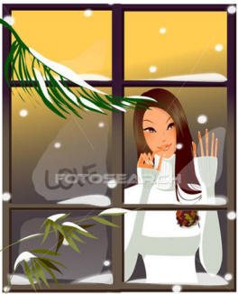 Clip Art   Woman Looking Through A Window  Fotosearch   Search Clipart