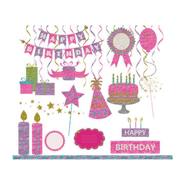 Girly Glitter Birthday Clipart Happy Birthday Clip Art Birthday