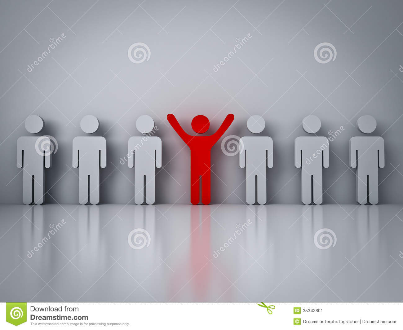 Stand Out From The Crowd Or Different Concept  Red Man Standing With