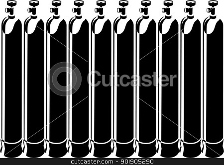 Stock Vector Clipart A Number Of Oxygen Cylinders  Black And White