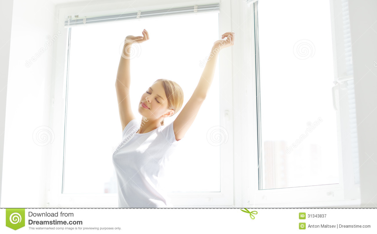 The Morning  Young Girl Waking Up In The Morning  Background Window