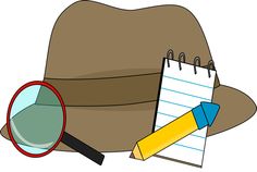 Detective Supplies Clip Art Image   Brown Detective Hat With A Notepad