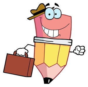 End Of Day Clipart Image   A Happy Cartoon Businessman Pencil Taking