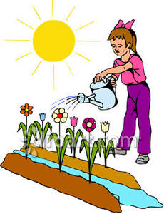 Garden Clip Art Child Watering A Flower Garden Royalty Free Clipart