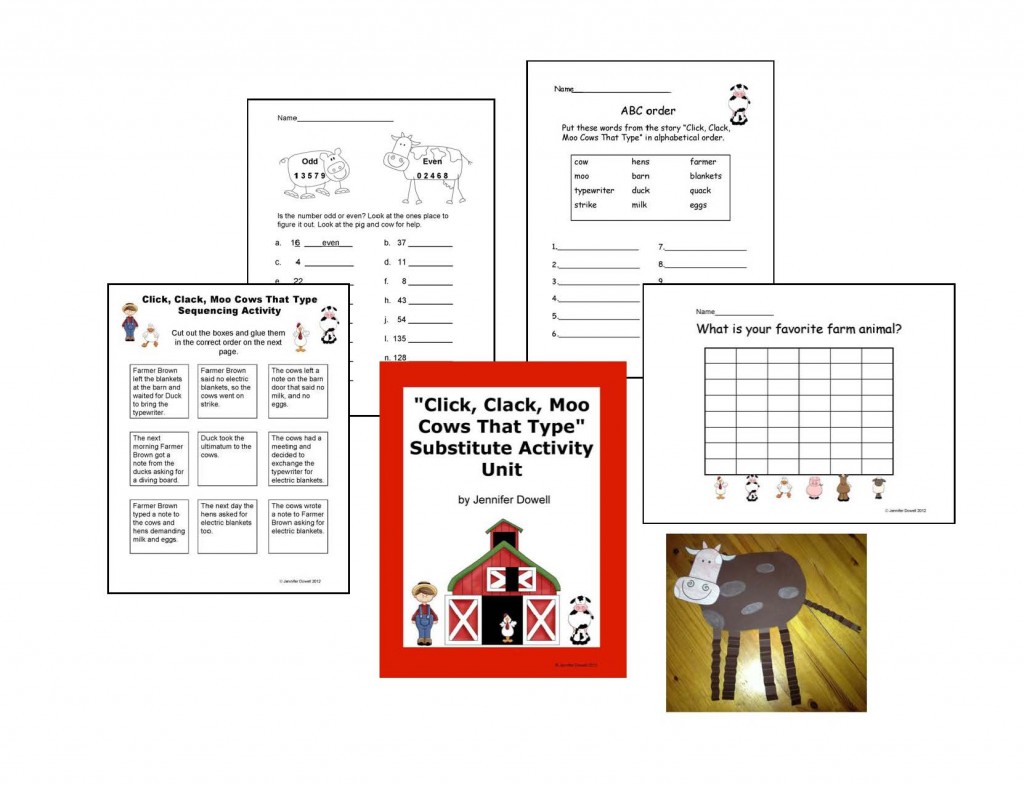 My Second Item Is My  Click Clack Moo  Substitute Lesson Plans