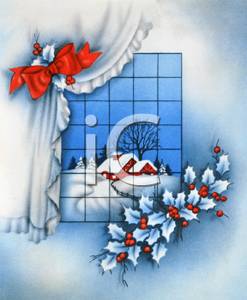 Royalty Free Clipart Image  A Winter Scene Out A Window