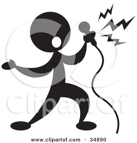 Clipart Illustration Of A Silhouetted Singer With A Microphone By