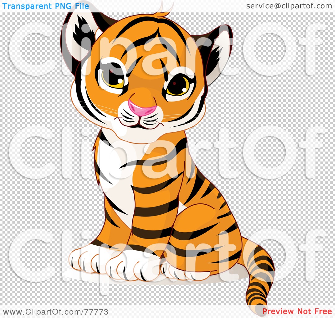 Clipart Illustration Of An Adorable Sitting Baby Tiger Cub By Pushkin