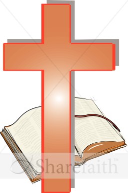 Orange Cross And Open Bible Clipart   Cross Clipart