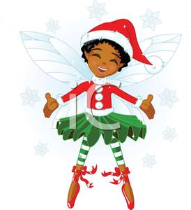 African American Christmas Fairy   Royalty Free Clipart Picture