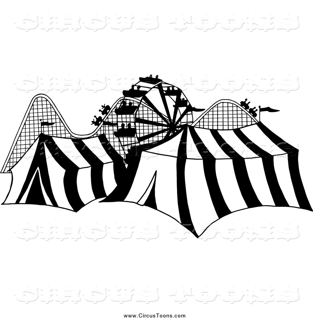 Larger Preview  Circus Clipart Of A Black And White Canival With Tents