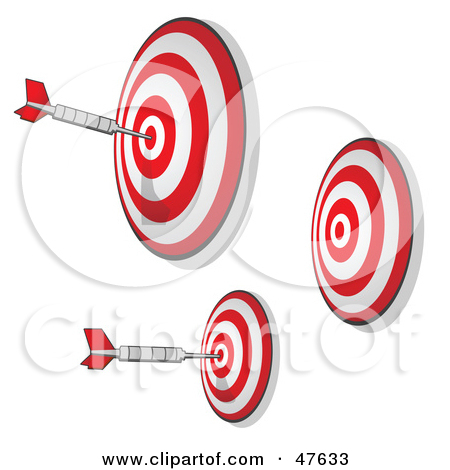 Three Targets With Darts On The Bullseyes Clipart