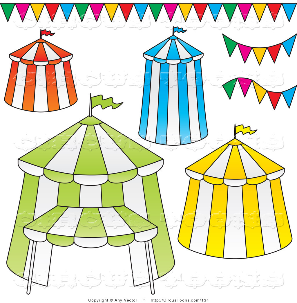 Circus Clipart Of A Digital Collage Of Four Big Top Circus Tents And