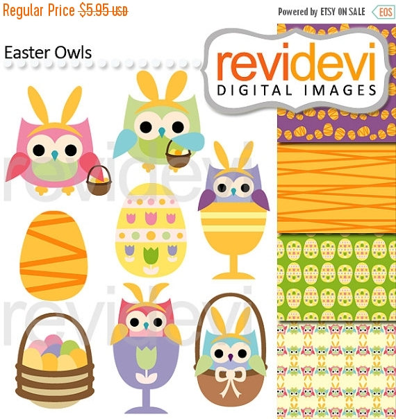 Clipart   Commercial Use Clip Art Digital   Easter Day Owls Clipart