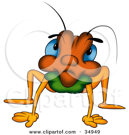 Clipart Outlined Beetle Student Writing At A Desk   Royalty Free