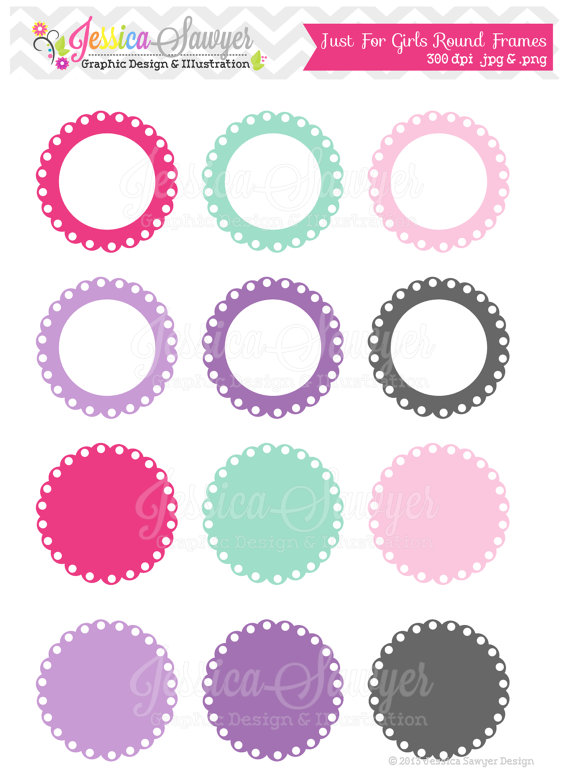 Download Just For Girls Labels Scalloped Frame Clipart Printable