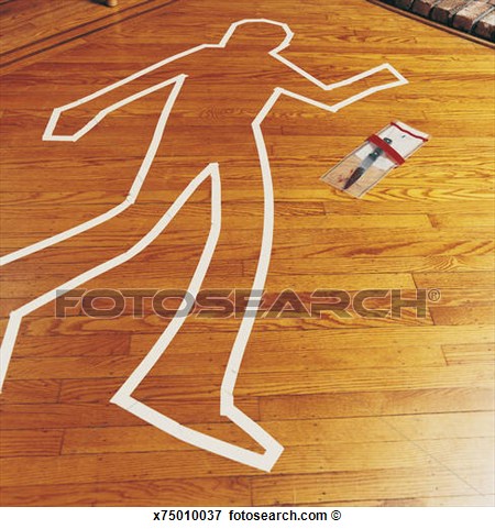 Picture   Crime Scene And A Knife In An Evidence Bag  Fotosearch
