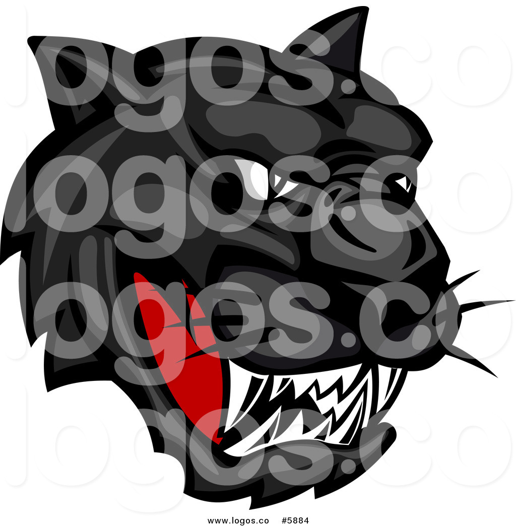 Royalty Free Vector Of A Logo Of A Fierce Black Panther Face By