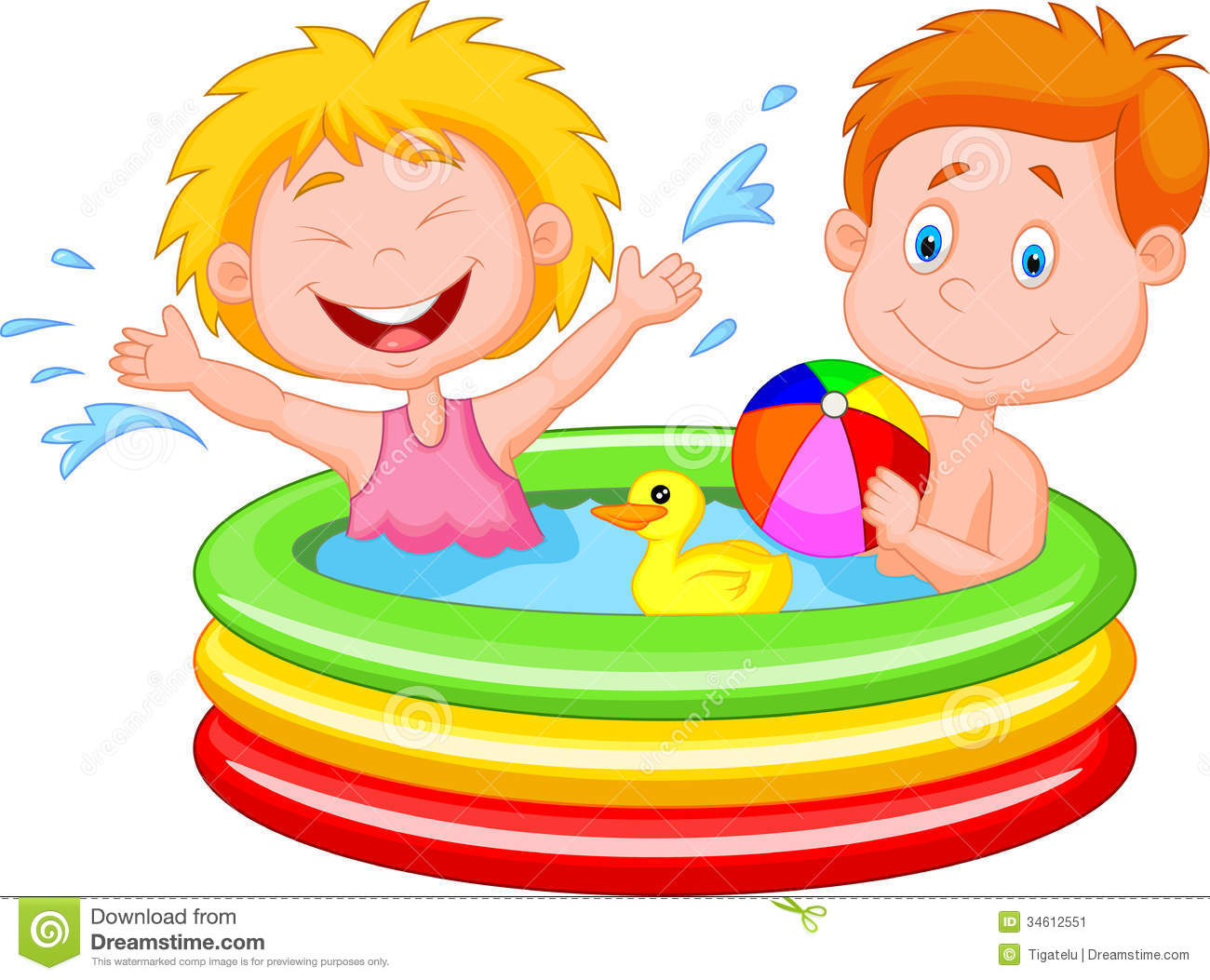 Kids Playing In An Inflatable Pool Stock Image   Image  34612551