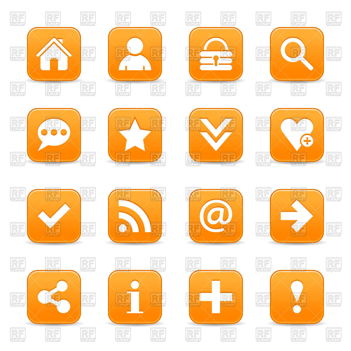 Orange Square Buttons   Set Of Basic Icons 50425 Download Royalty