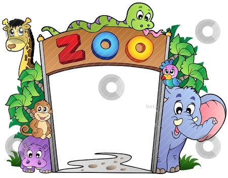 Zoo Entrance With Various Animals Stock Vector Clipart Zoo Entrance