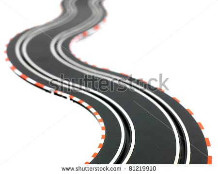 Slot Car Racing Track Isolated On A White Background   Stock Photo