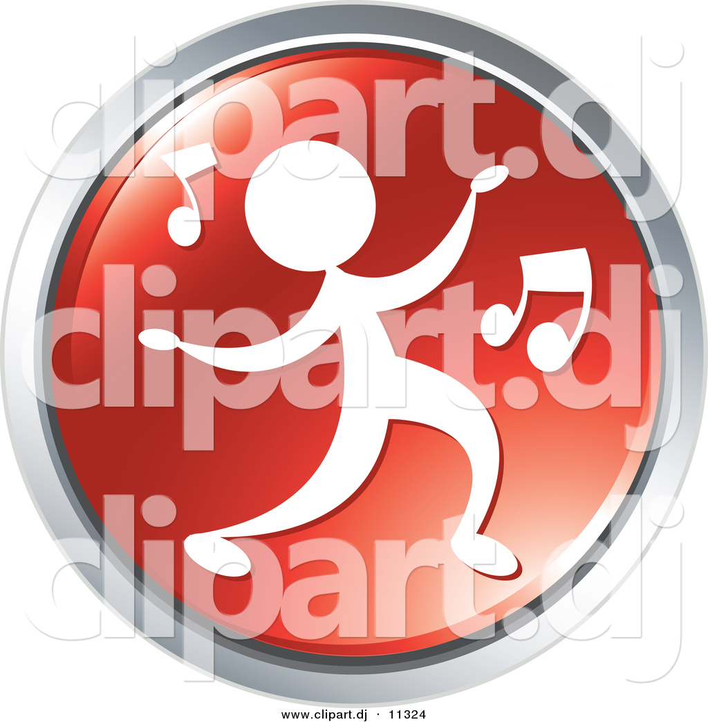 Vector Clipart Of A Person Dancing To Music   Red Website Button Icon