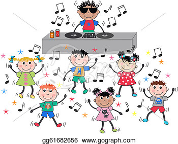 Ethnic Children Dancing Disco  Stock Clipart Illustration Gg61682656