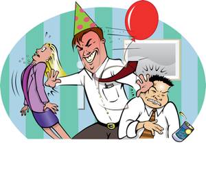 Intoxicated Man Overpowering Other Party Goers   Royalty Free Clipart