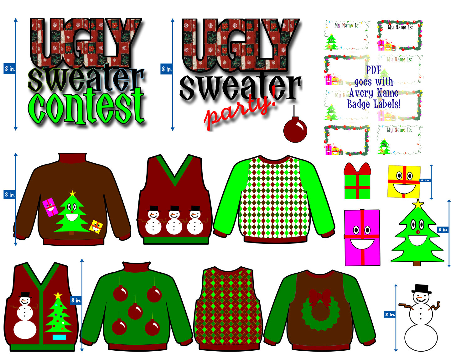 Ugly Christmas Sweater Clip Art For Your Ugly By Digibonbons