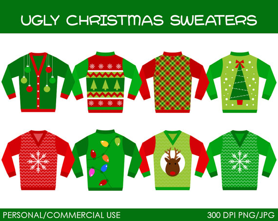 Ugly Christmas Sweaters Clipart   Digital Clip Art Graphics For