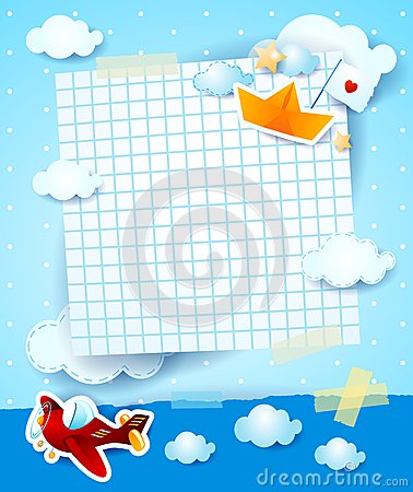 Baby Shower Invitation With Airplane And Paper Boat Illustration