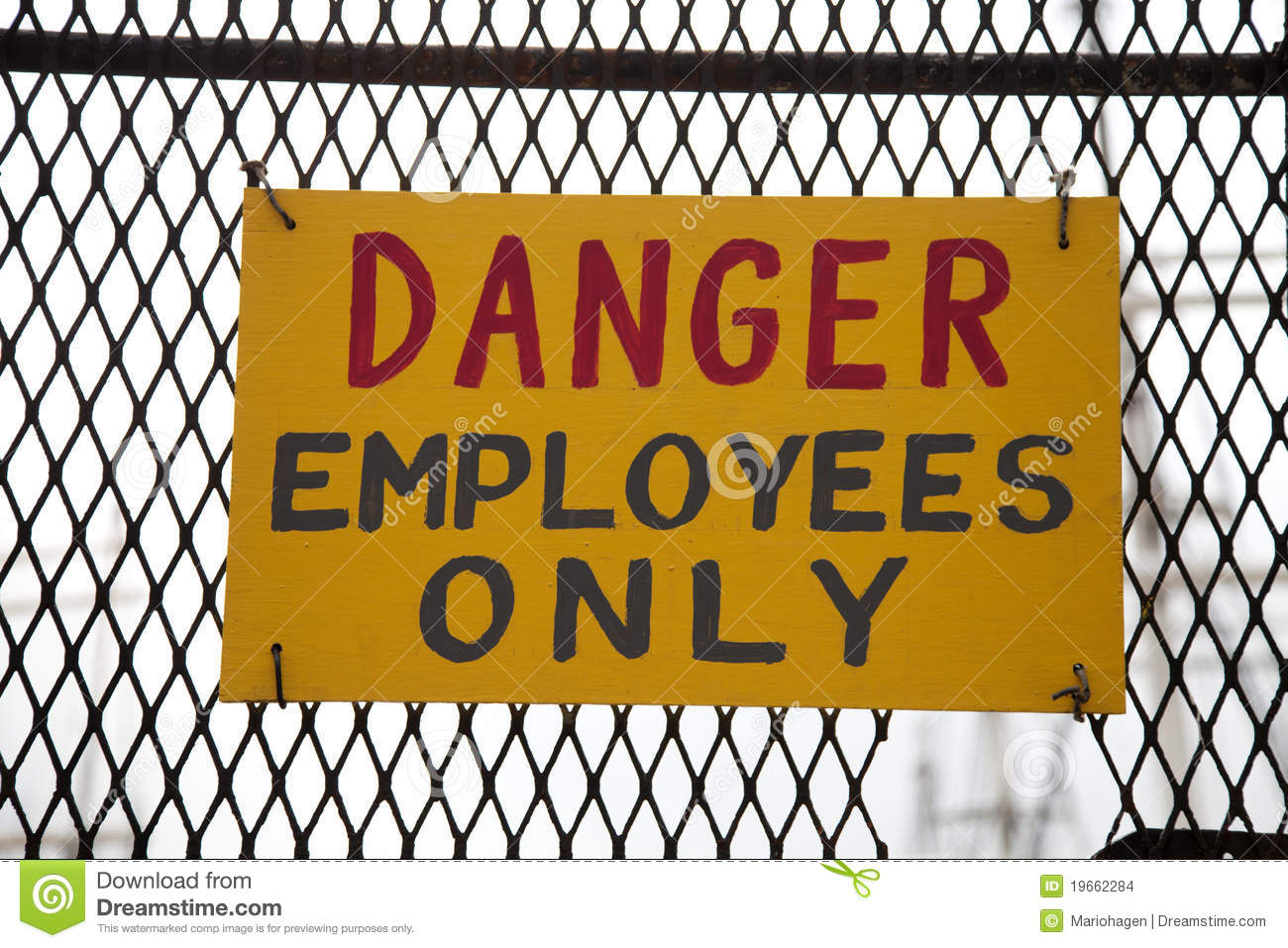 Danger Employees Only Stock Images   Image  19662284