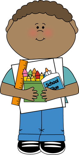 Boy Supply Monitor Clip Art Image   Boy Carrying A Stack Of School
