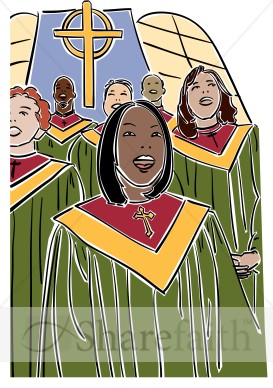 Choir Singers In Green Robes   Church Choir Clipart