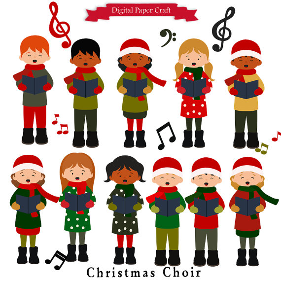 Clipart Christmas Choir   Carol Singers Instant Download   Spend 20