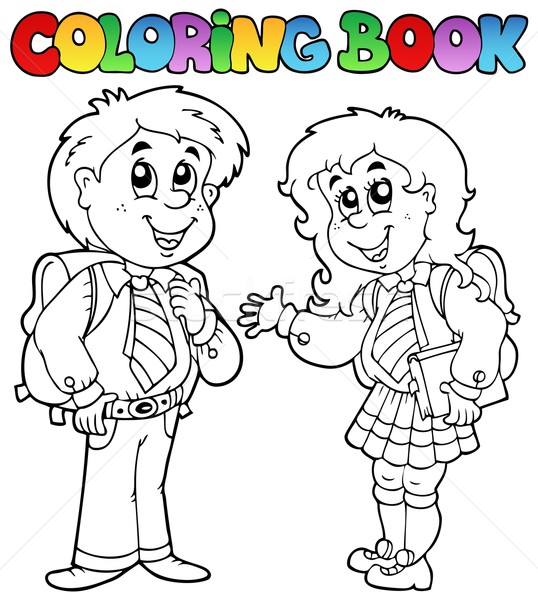 Foto Stock   Ilustraci N De Stock   Coloring Book With Two Students