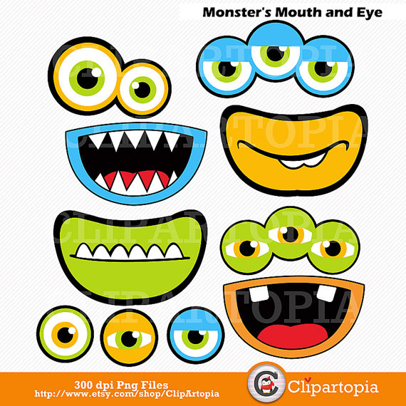 Monsters Mouth And Eyes Digital Clipart   Little Monster Party