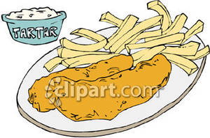 Plate Of Fish And Chips   Royalty Free Clipart Picture