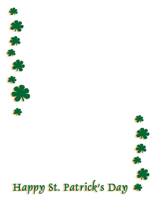 Shamrocks Top And Bottom Create A Frame Border Or Note Paper For St