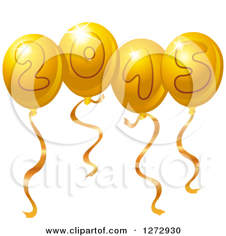 Clipart Of Gold New Year 2015 Party Balloons   Royalty Free Vector