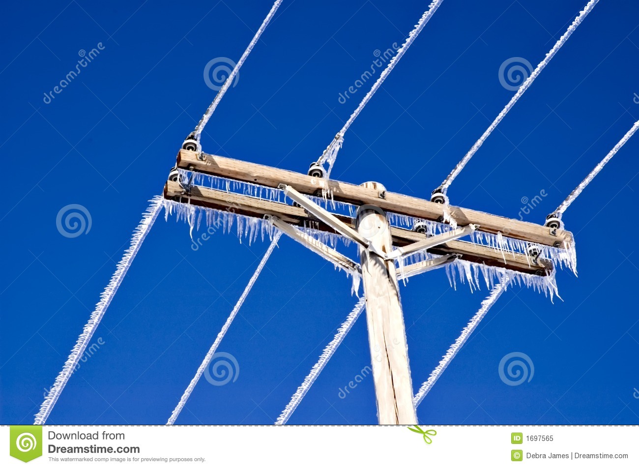 Icicles On Telephone Wires And Pole Royalty Free Stock Photo   Image