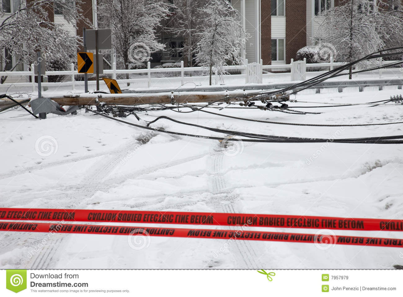 Louisville   28 January  Electric Utility Pole Brought Down By Weight