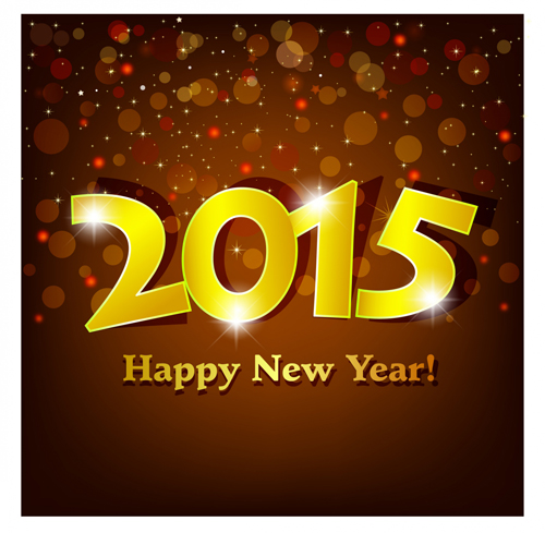 Shiny Golden 2015 Happy New Year Background   Vector Background Free