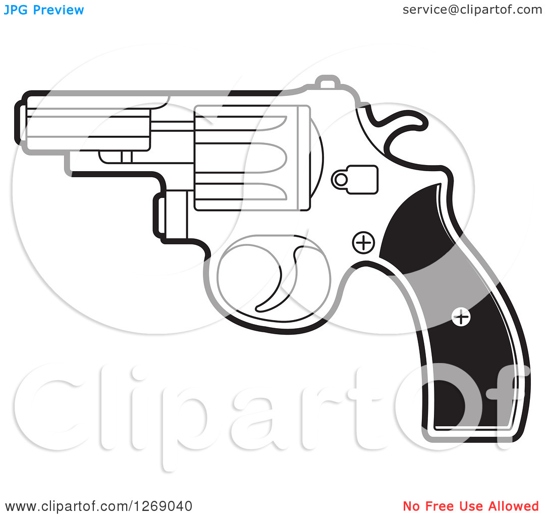 Clipart Of A Black And White Pistol   Royalty Free Vector Illustration