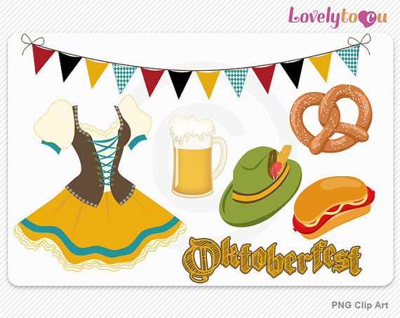 Oktoberfest Clipart Beer Pretzel Frankfurter Dress Digital Png Clip    