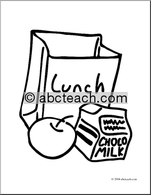 Clip Art  Lunch Bag  Coloring Page    Preview 1